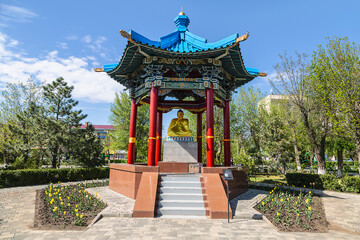 Statue of Buddha Shakyamuni in Druzhba park in the city of Elista in Kalmykia. Russia