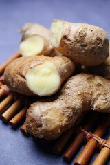 Close up of Gingers on chopping board.