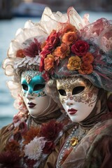 Fototapeta na wymiar Beauty masks at carnival of venice - Generative AI