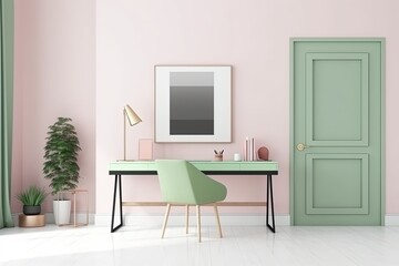 nterior design of livingroom at contemporary apartment , tropical plants, books, tea pot and elegant accessories. Modern home decor, AI Generative