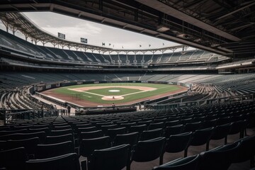 Obraz premium aerial view of a professional baseball stadium, generative AI