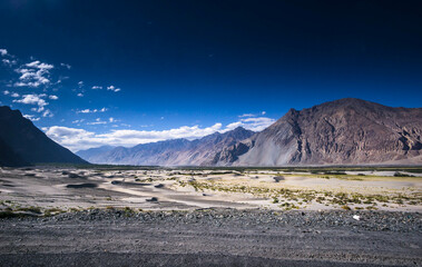 Landscape view at Leh, Ladakh along the road trip and pick stop at Khardungla Pass World highest motorable Road.