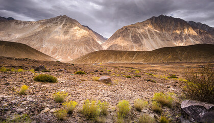 Landscape view at Leh, Ladakh along the road trip and pick stop at Khardungla Pass World highest motorable Road.