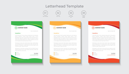 corporate modern letterhead design template, letterhead design in various color, flat letterhead template, business letterhead design.
