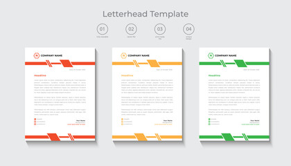 corporate modern letterhead design template, letterhead design in various color, flat letterhead template, business letterhead design.
