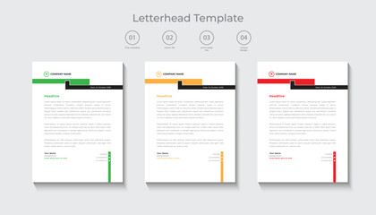 corporate modern letterhead design template, letterhead design in various color, flat letterhead template, business letterhead design.