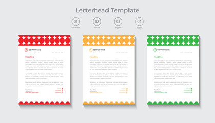 corporate modern letterhead design template, letterhead design in various color, flat letterhead template, business letterhead design.