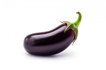 a fresh purple eggplant isolated on a white background. AI generative image.