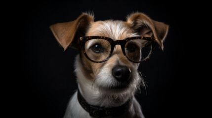 Smart adorable dogs wearing glasses