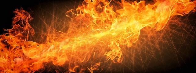 燃える火炎と黒背景