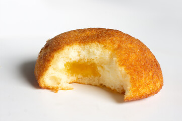 custard cake on a white background