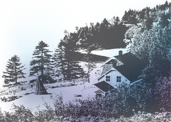 Nature Cottage resort background design