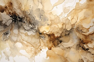 Old-world Charm: Abstract Watercolor & Soft Hand-Drawn Beige-Grey Marbled Background with Fluid Paint, Ink & Tie-Dye Effects, Generative AI