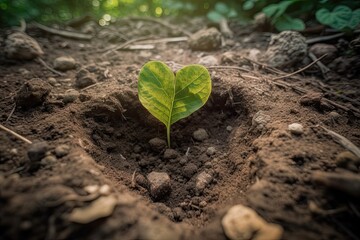Planting Seeds of a Sustainable Future: A Heart-Shaped Eco-Friendly Garden on Earth Day: Generative AI