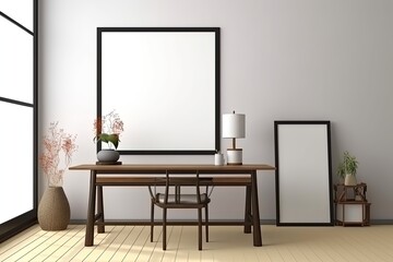 Home Office Japanese Minimal Design, Ai Generative