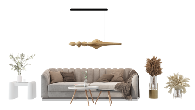 Interior furniture set 3D render. Living room house floor template background mockup design , isolated on transparent background