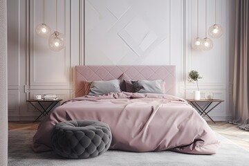Scandinavian Bedroom minimal bedroom interior design. Ai Generative