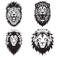 Lion Vector Illustration Black and white background