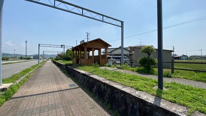 Fototapeta na wymiar 線路跡地の旧渡刈駅