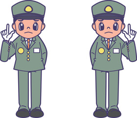 困った顔で立つ駅員