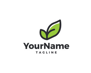 Simple and minimal leaf logo design.