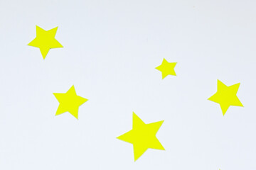handmade, yellow felt stars of different sizes, toys.