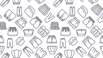 Clothes seamless pattern in linear style.
