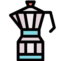 moka pot black outline filled color icon