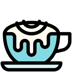 Cappuccino black outline filled color icon