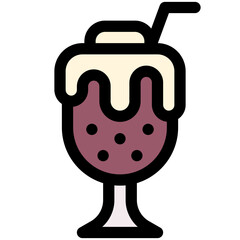 Ice coffee black outline filled color icon