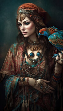 Persian myth character Arnavaz, an arabian goddess. Generative AI illustrations