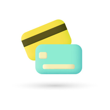 3d credit card icon for contactless payments, online payment concept. 3d render illustrationPrint