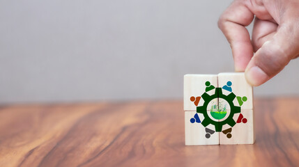 Green organizational culture, corporate social responsibility concept. Green company culture for corporate sustainability. Limit global warming and climate change. Nurturing environmental awareness