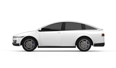 Fototapeta na wymiar White ev car or electric vehicle on white background