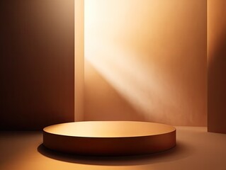3d render podium pastel golden brown tones minimalistic , Generative AI