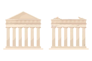 Fotobehang  Greek temple, architecture. Vector illustration of a Greek building whole and destroyed on a white background. © miss LEMON