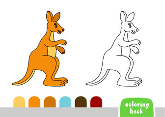 Cute Kangaroo Coloring Book for Kids Page for Books, Magazines, Doodle Vector Illustration Template