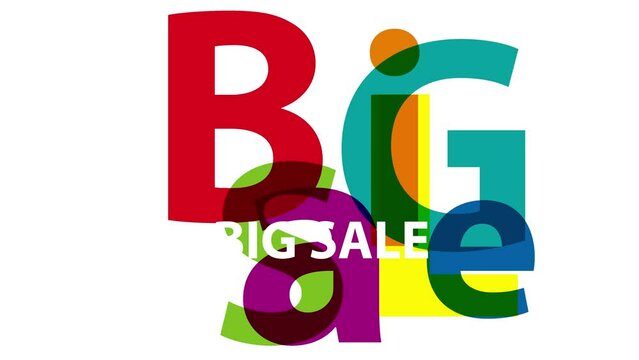 Big sale. Broken text, animated illustration seamless loop