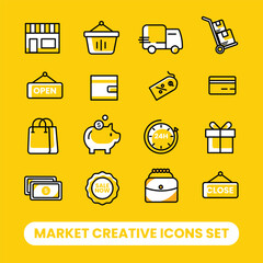 Market creative icons set