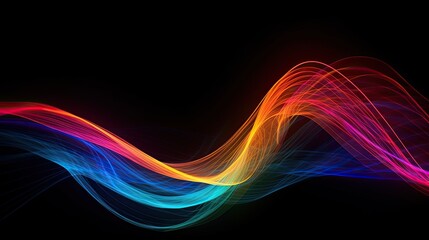 abstract background of colorful neon wavy line glowing in the dark generative ai