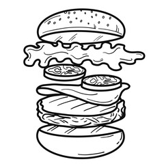 doodle ingredient of hamburger