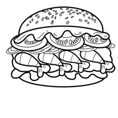 Doodle Hamburger Shrimp 