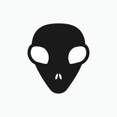 Head Alien Icon. Futuristic Theme. Sci-Fi Movie Genre Symbol. Entertainment Label Sign. Extraterrestial Logo - Vector.