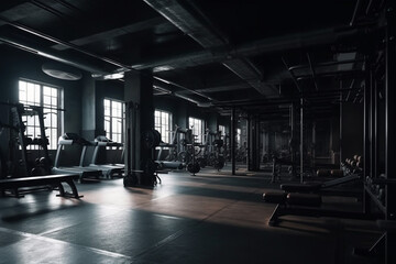 Fototapeta premium Fitness room bodybuilding club Generative AI