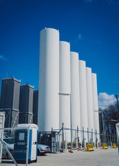 Liquid nitrogen tanks and heat exchanger coils for producing industrial gas 