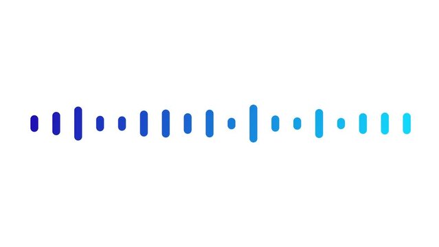 Audio waveform animation isolated on a white background. Blue digital sound wave equalizer.  Audio technology, music concept.