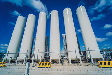 Liquid nitrogen tanks and heat exchanger coils for producing industrial gas
