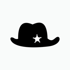 Sheriff Hat Icon. Regional Police Accessory - Logo Vector.    
