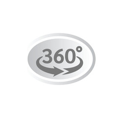 360 degrees view loop vector icon. Three hundred sixty neon electric and proton purple gradient sticker label.
