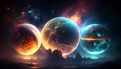 A beautiful view of the osmosis, the universe, the galaxy, the planets in the solar system.